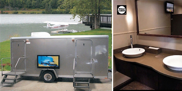 Elegant Bathroom Trailer Rental With Electricity, Heating, Air Conditioning as well as Hot/Cold Running Water.